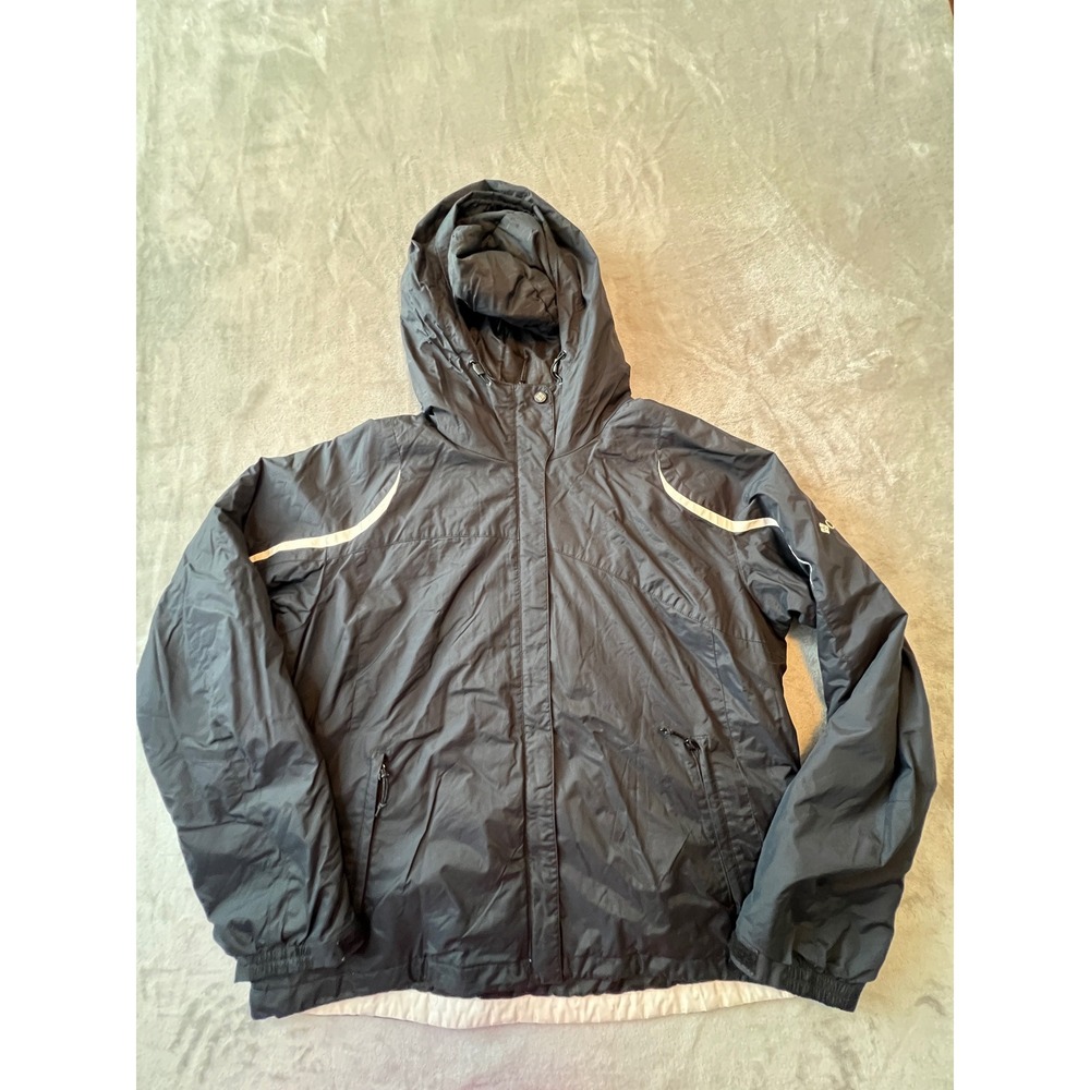 Columbia Jacket Women's XL Black Windbreaker Hooded Full Zip XL5966